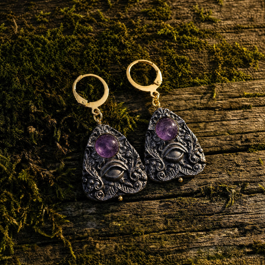 Amethyst Planchette Earrings