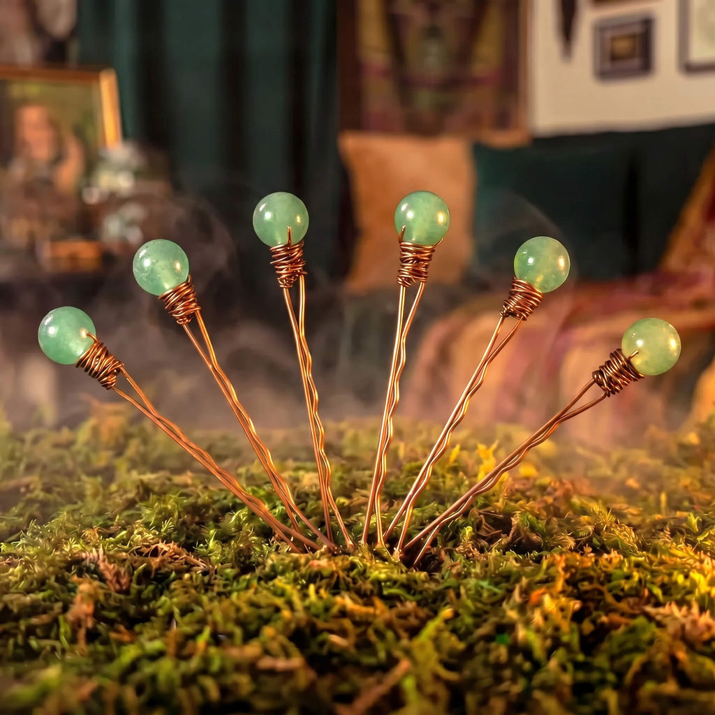 Green Aventurine Bobby Pins (6 Pack)