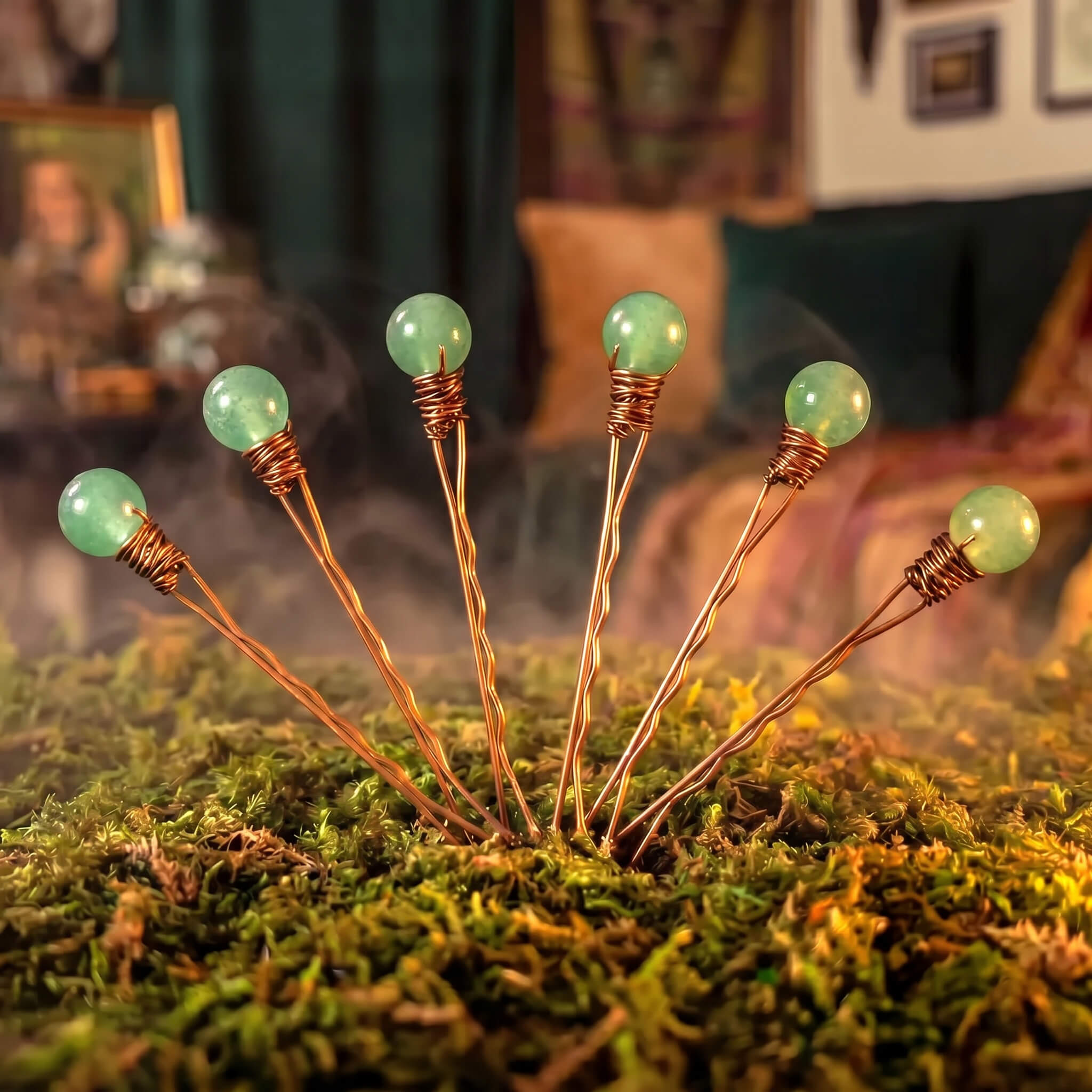 Green Aventurine Bobby Pins (6 Pack)