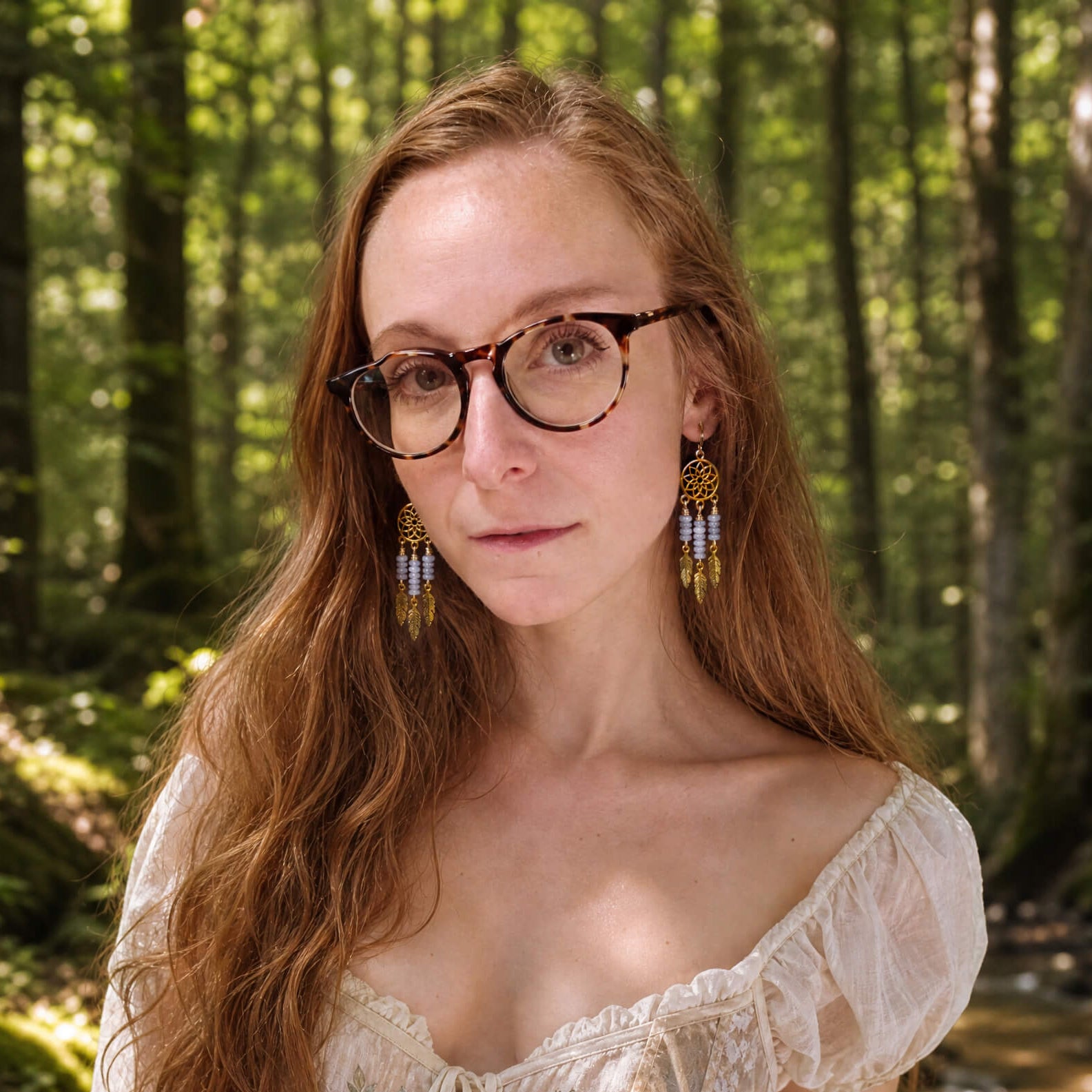 Aquamarine Dreamcatcher Earrings