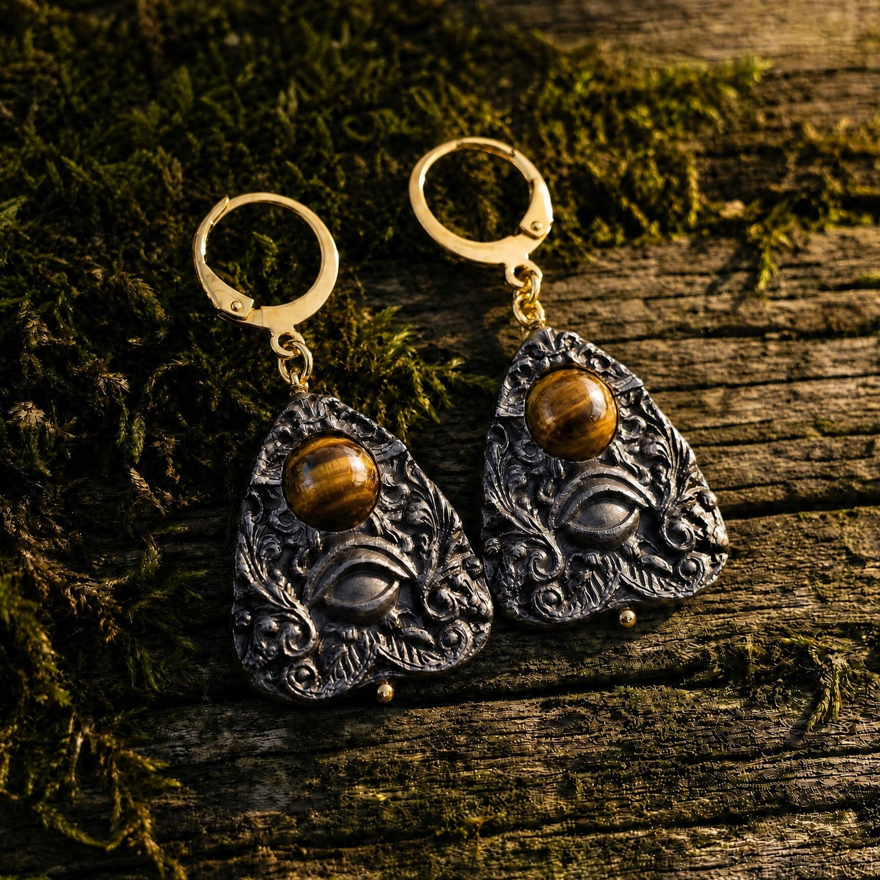Tiger's Eye Planchette Earrings