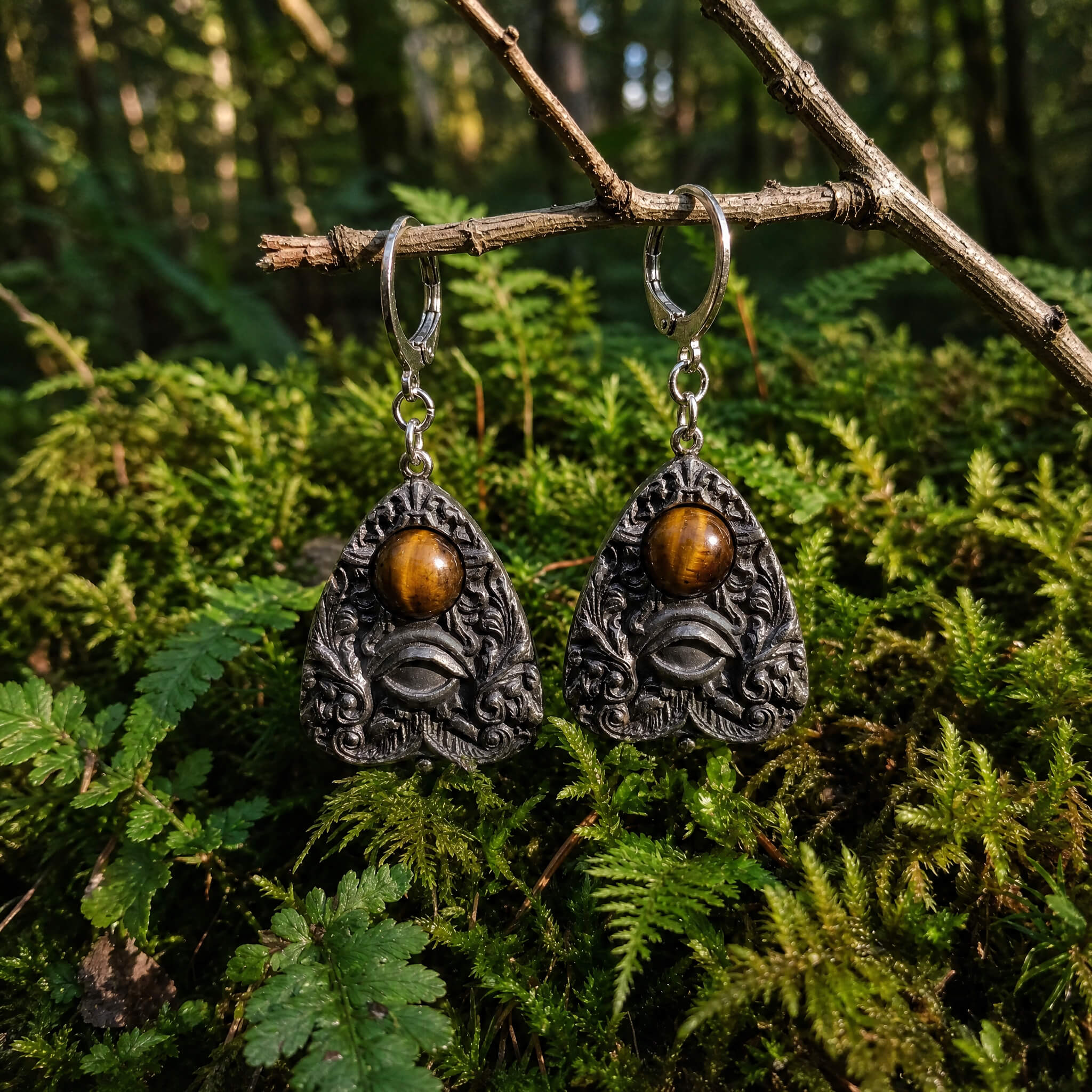 Tiger's Eye Planchette Earrings