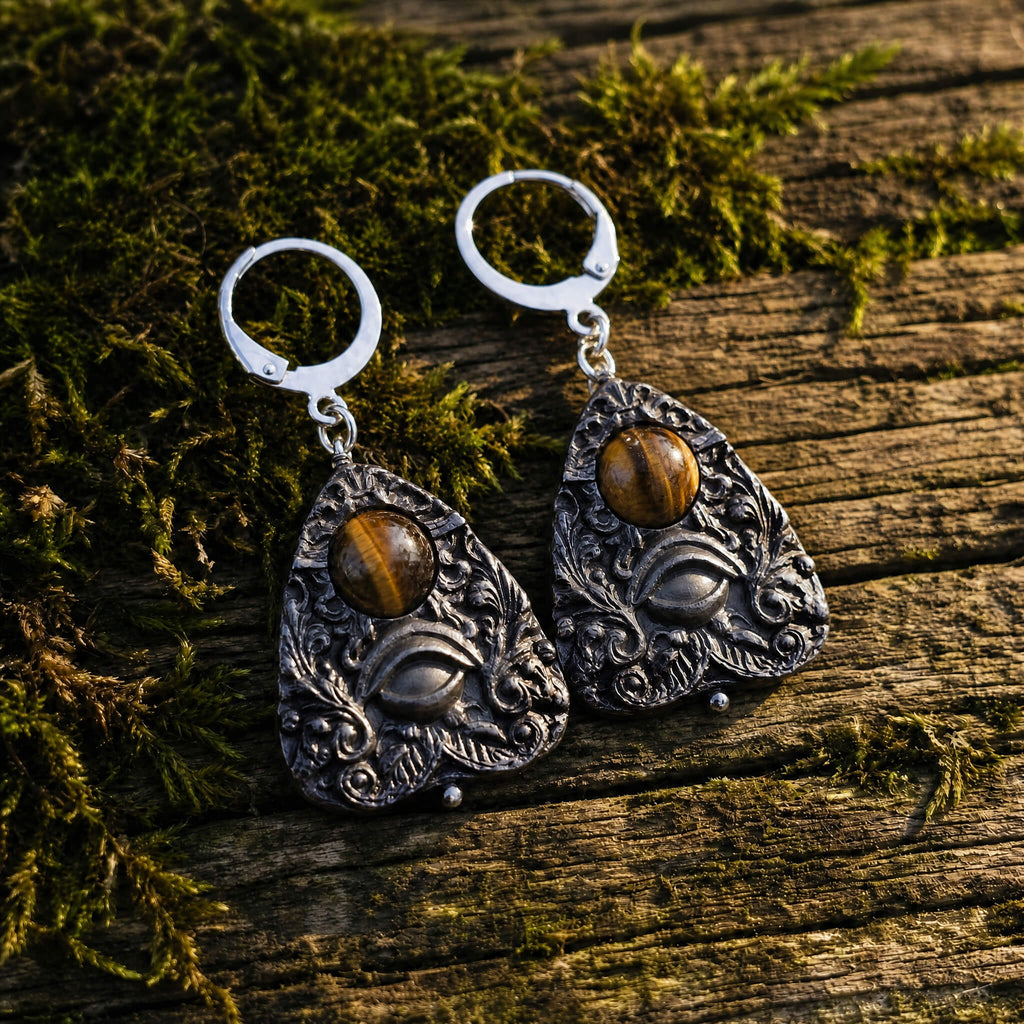 Tiger's Eye Planchette Earrings