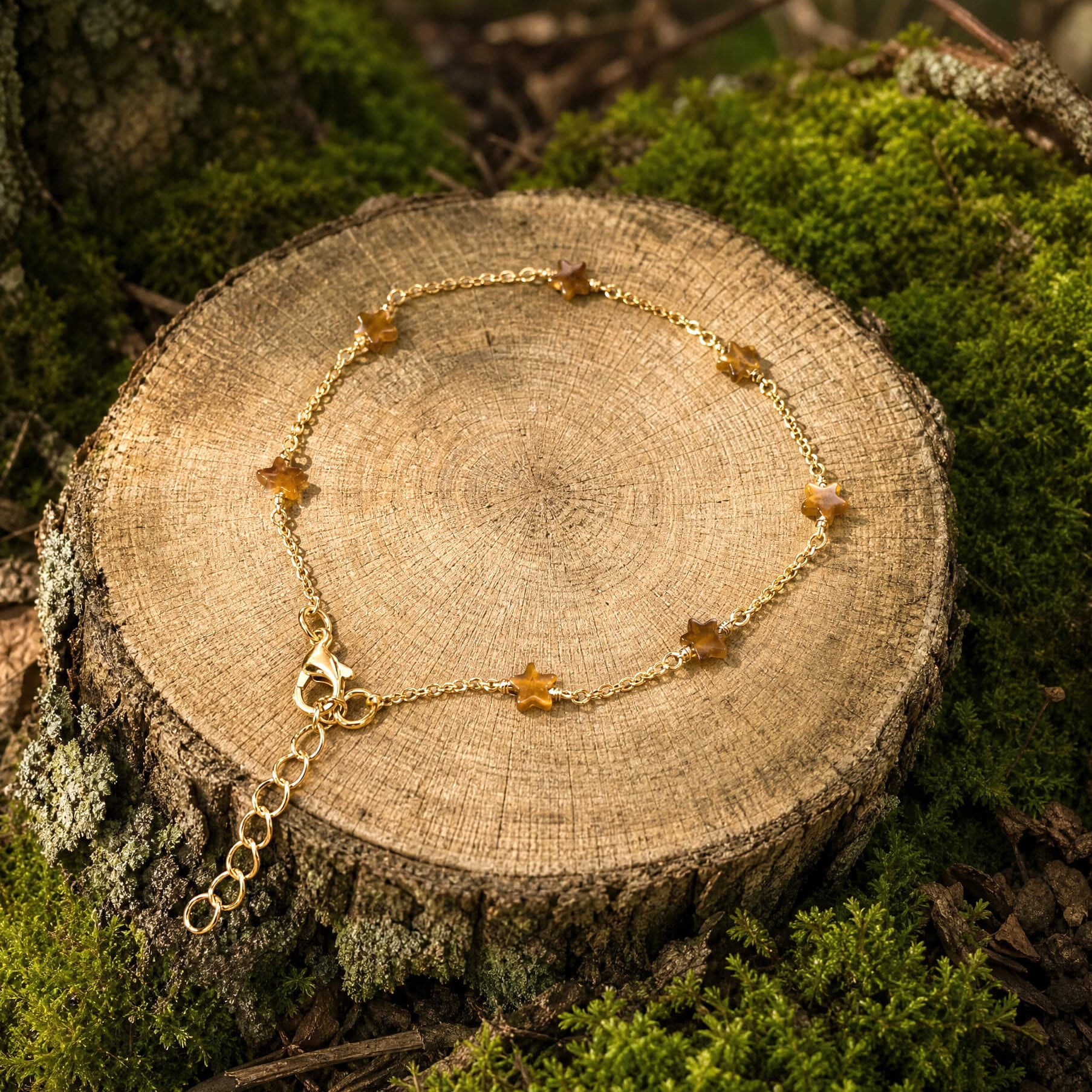 Tiger's Eye Star Anklet