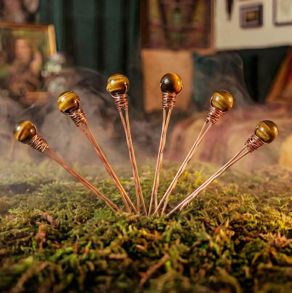 Tiger's Eye Bobby Pins (6 Pack)