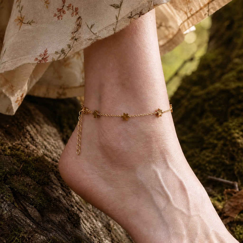 Tiger's Eye Star Anklet
