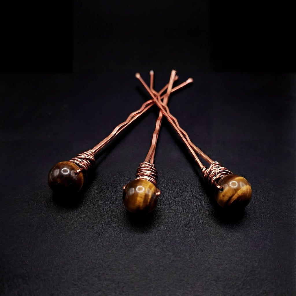 Tiger's Eye Bobby Pins (6 Pack)